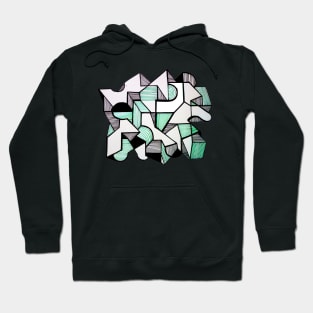 Abstract geometric black green Hoodie